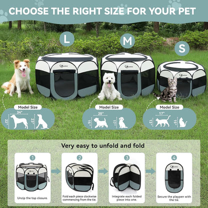 Siedihit Pop-Up Pet Playpen – Family-Safe Indoor Enclosure for Homes With Kids and Pets, Breathable Mesh Tent With Lockable Zipper