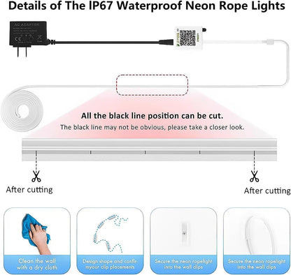 SILFU Neon Rope Lights 50FT RGB LED Strip – Cozy Bedroom Aesthetic and Living Room Accent Wall Decor