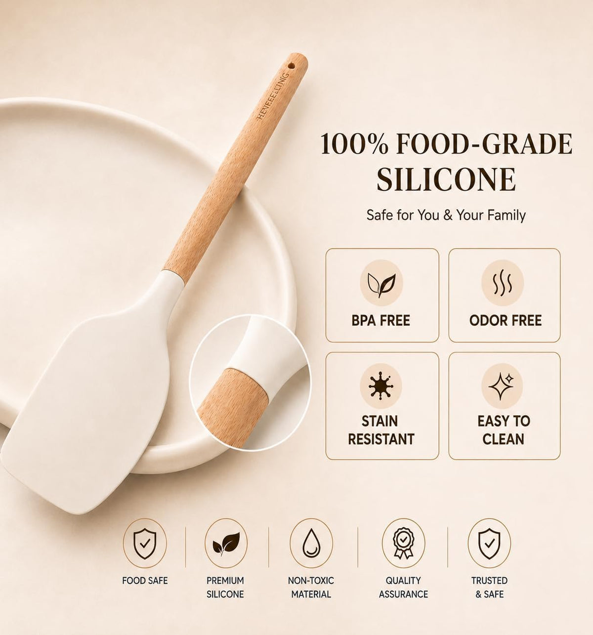 Silicone 10 Pcs Kitchen Cooking Utensils Set – Less Is More Starter Set for Intentional Kitchens, One Complete 10 Piece Collection