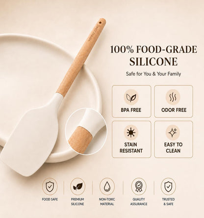 Silicone 10 Pcs Kitchen Cooking Utensils Set – Less Is More Starter Set for Intentional Kitchens, One Complete 10 Piece Collection