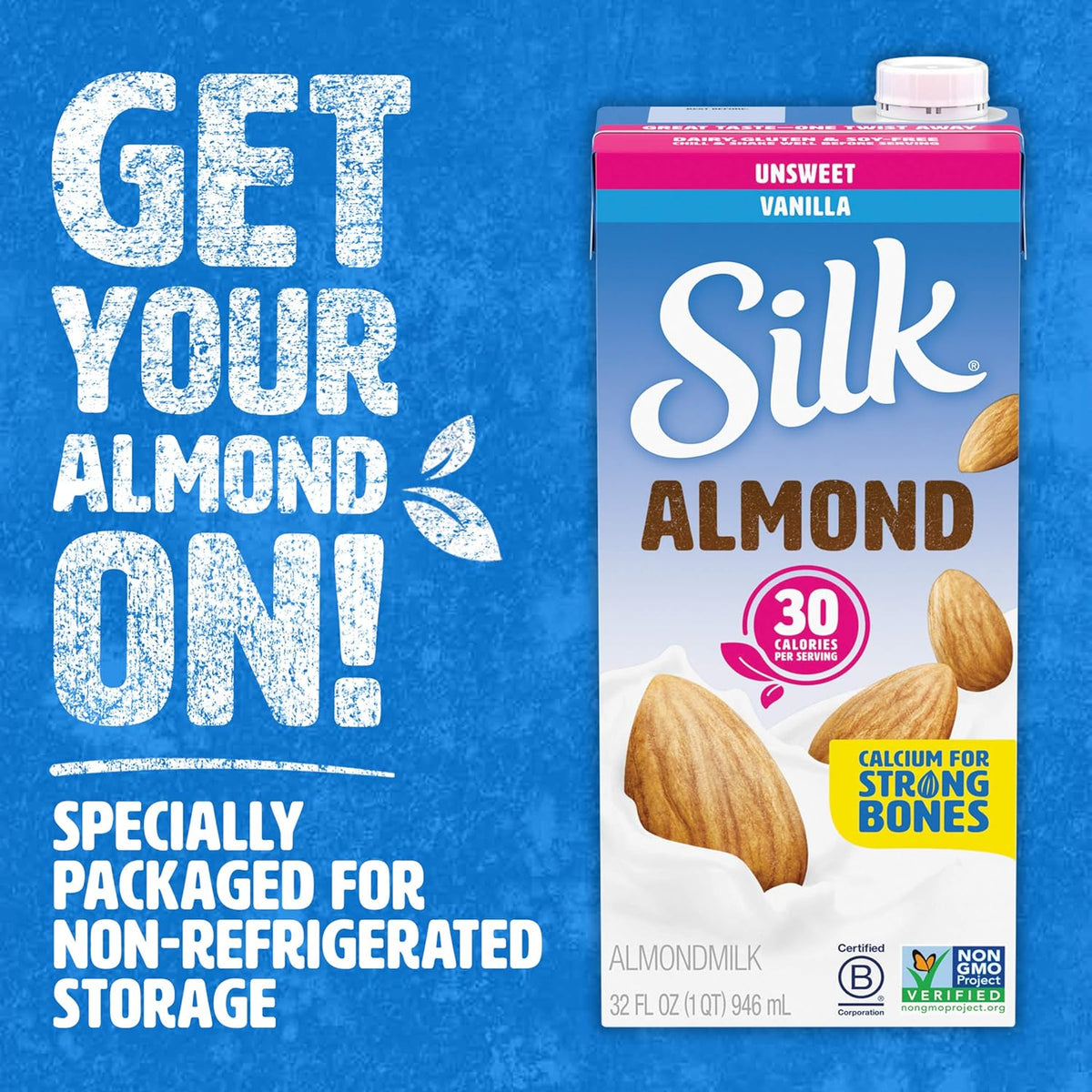 Silk Shelf-Stable Almond Milk Vanilla – Practical Stocking Stuffer for Health-Conscious Hosts, 6 Pack Quart