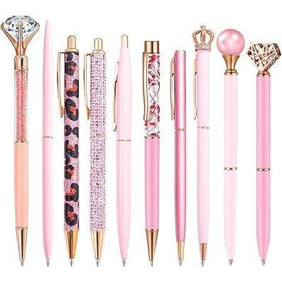 SilkOhSoSoft 10-Piece Pretty Metal Pens – Shimmer Desk Decor for Women Who Love Curated, Photo-Ready Workspaces