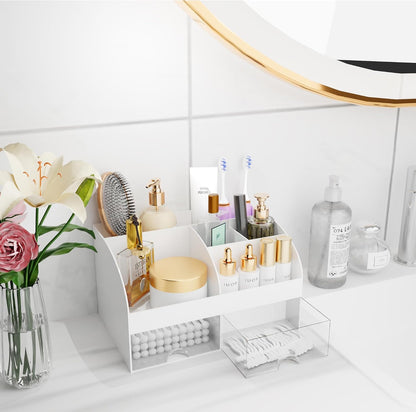 Simple Beauty Organizer – Intentional Bathroom Countertop Tidy with Two Pull-Out Drawers