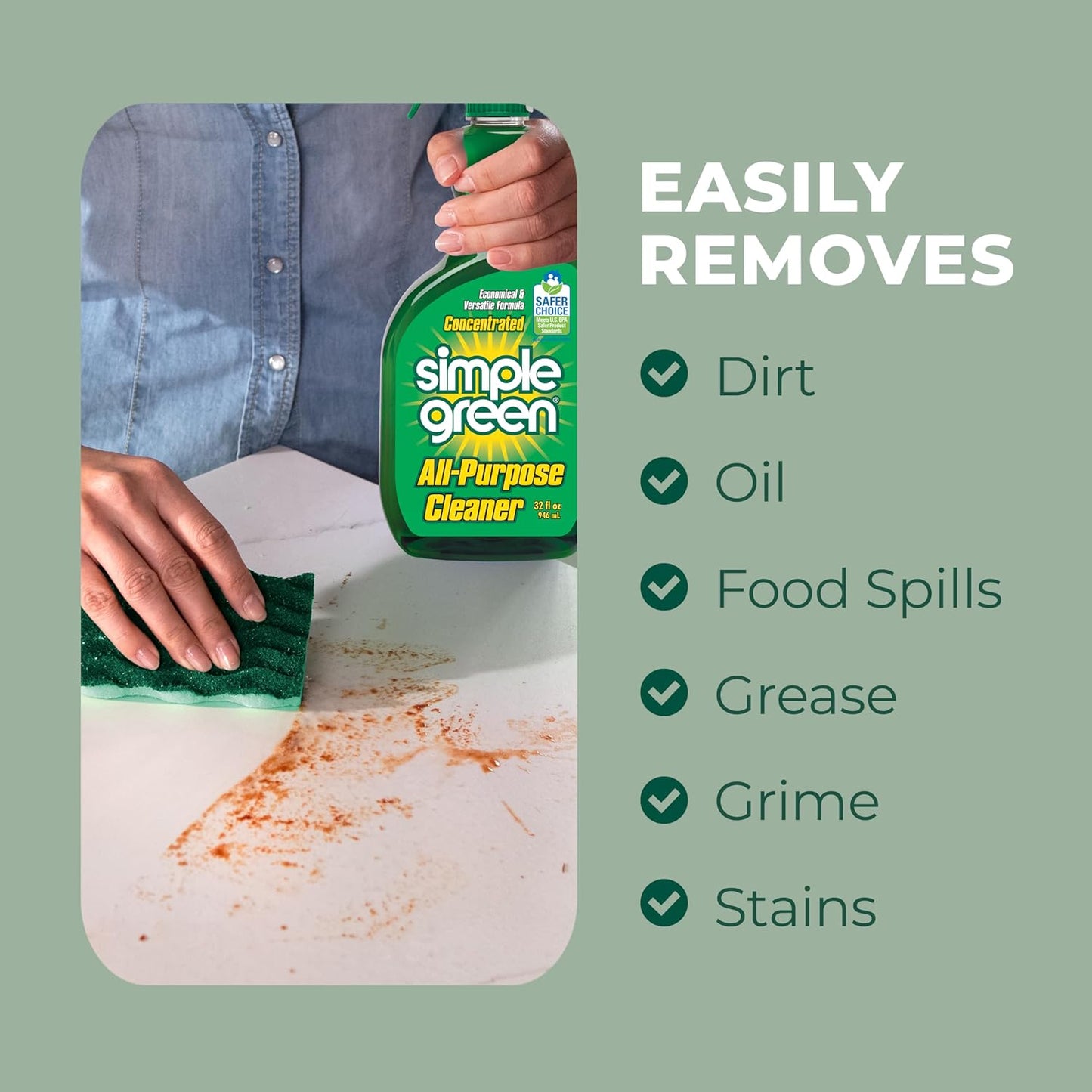 Simple Green Concentrated Cleaner – Non-Flammable, Fume-Free Degreaser for Sensitive Family Spaces