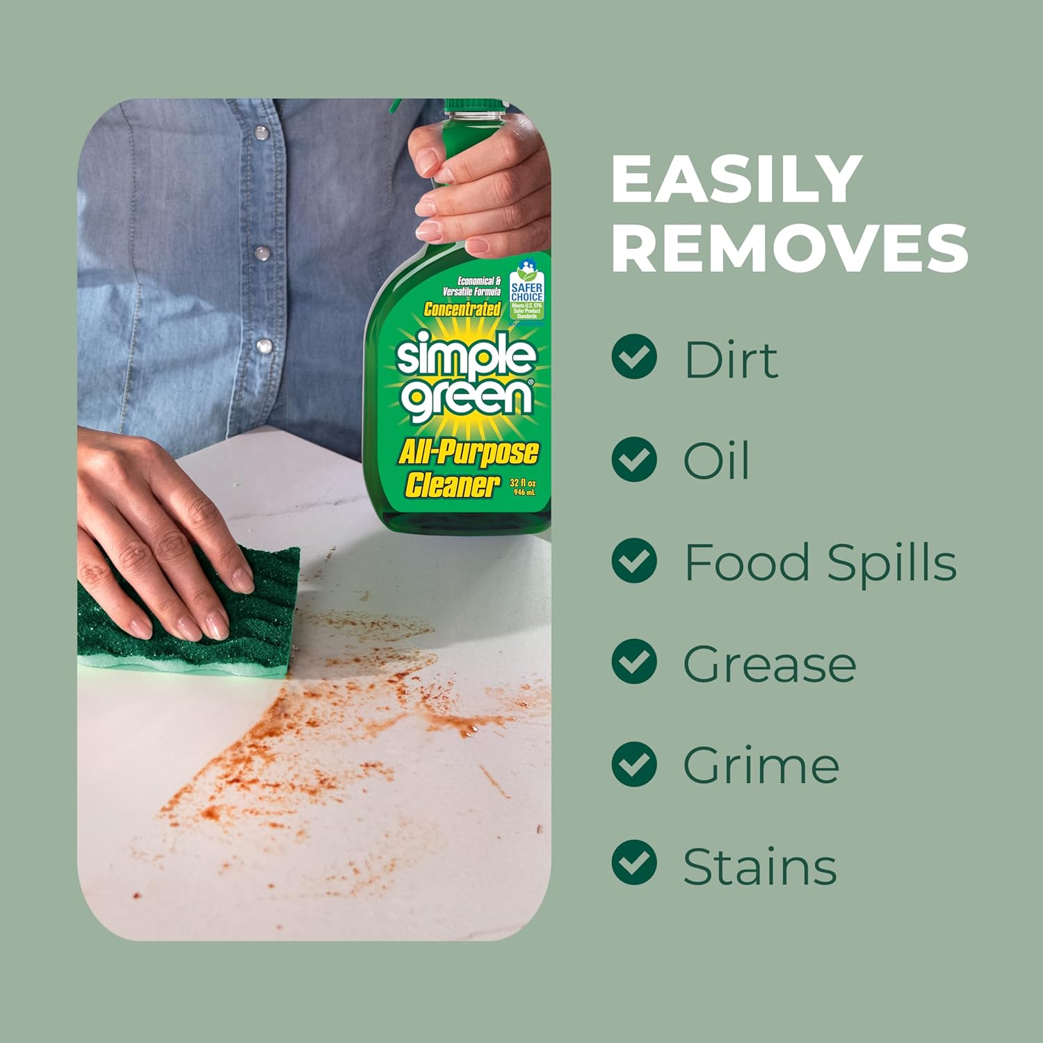 Simple Green Concentrated Cleaner – Non-Flammable, Fume-Free Degreaser for Sensitive Family Spaces