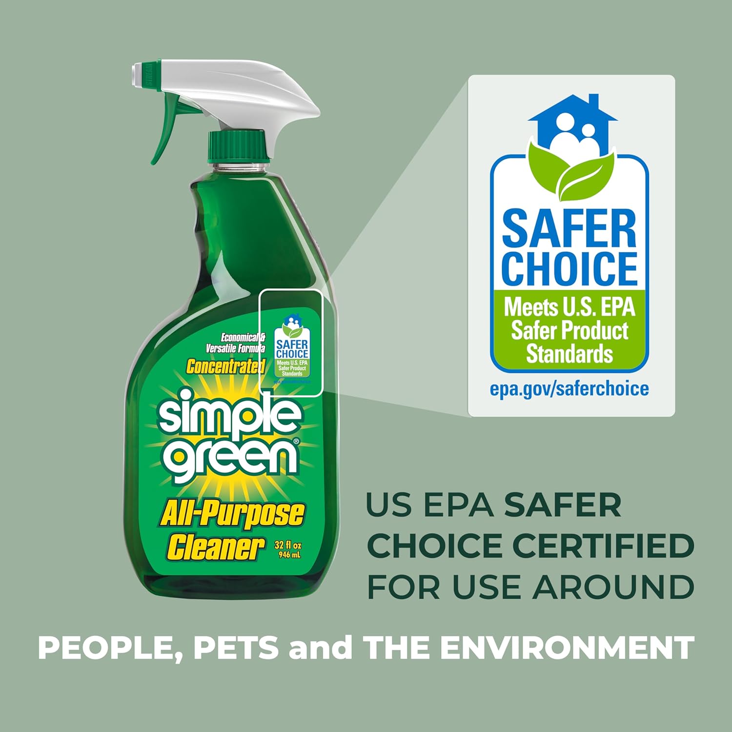 Simple Green Concentrated Cleaner – Non-Flammable, Fume-Free Degreaser for Sensitive Family Spaces