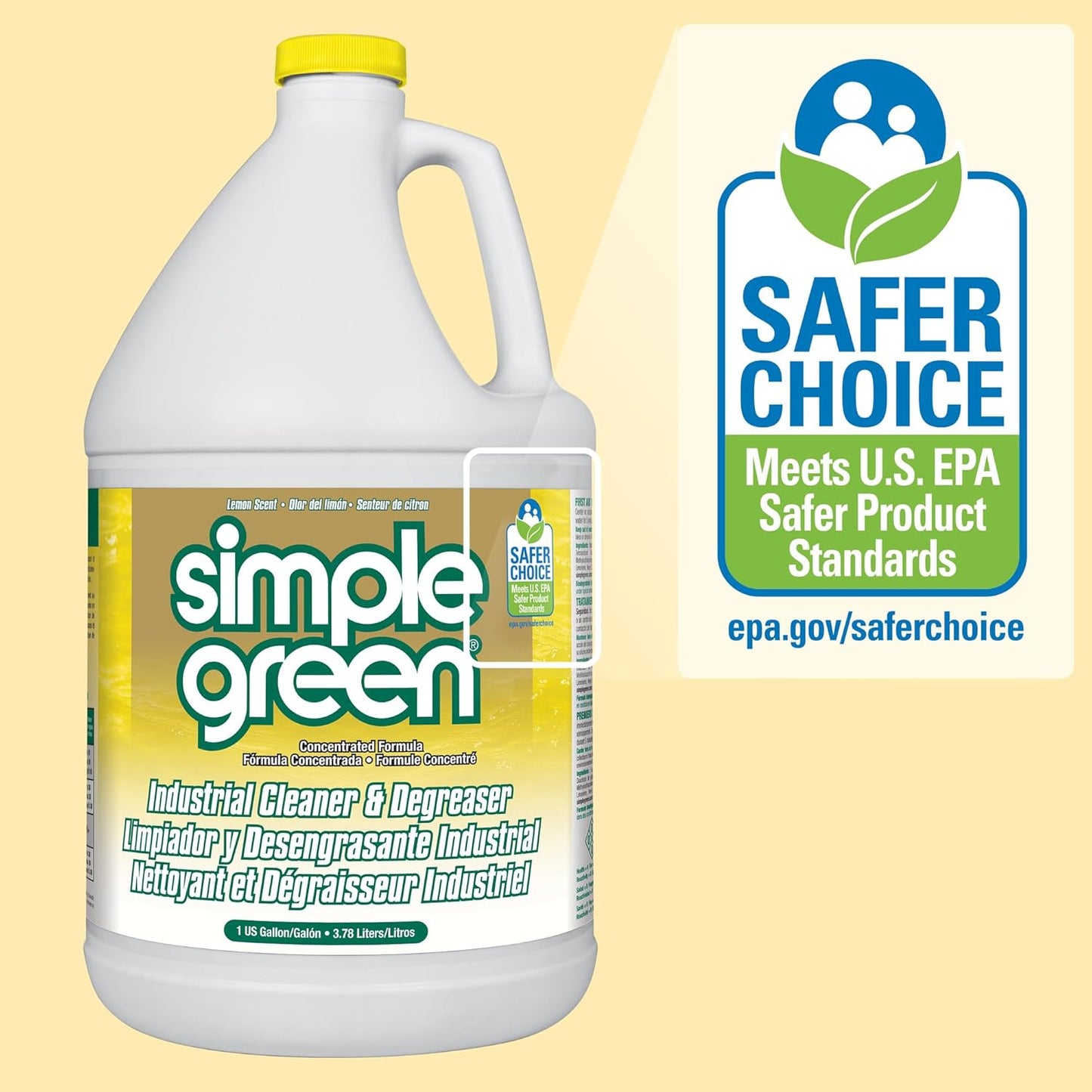 Simple Green Industrial Cleaner and Degreaser 1 Gal. Lemon Scent – Streamlined Laundry Room and Mudroom Surface Cleaner for Simple Homes