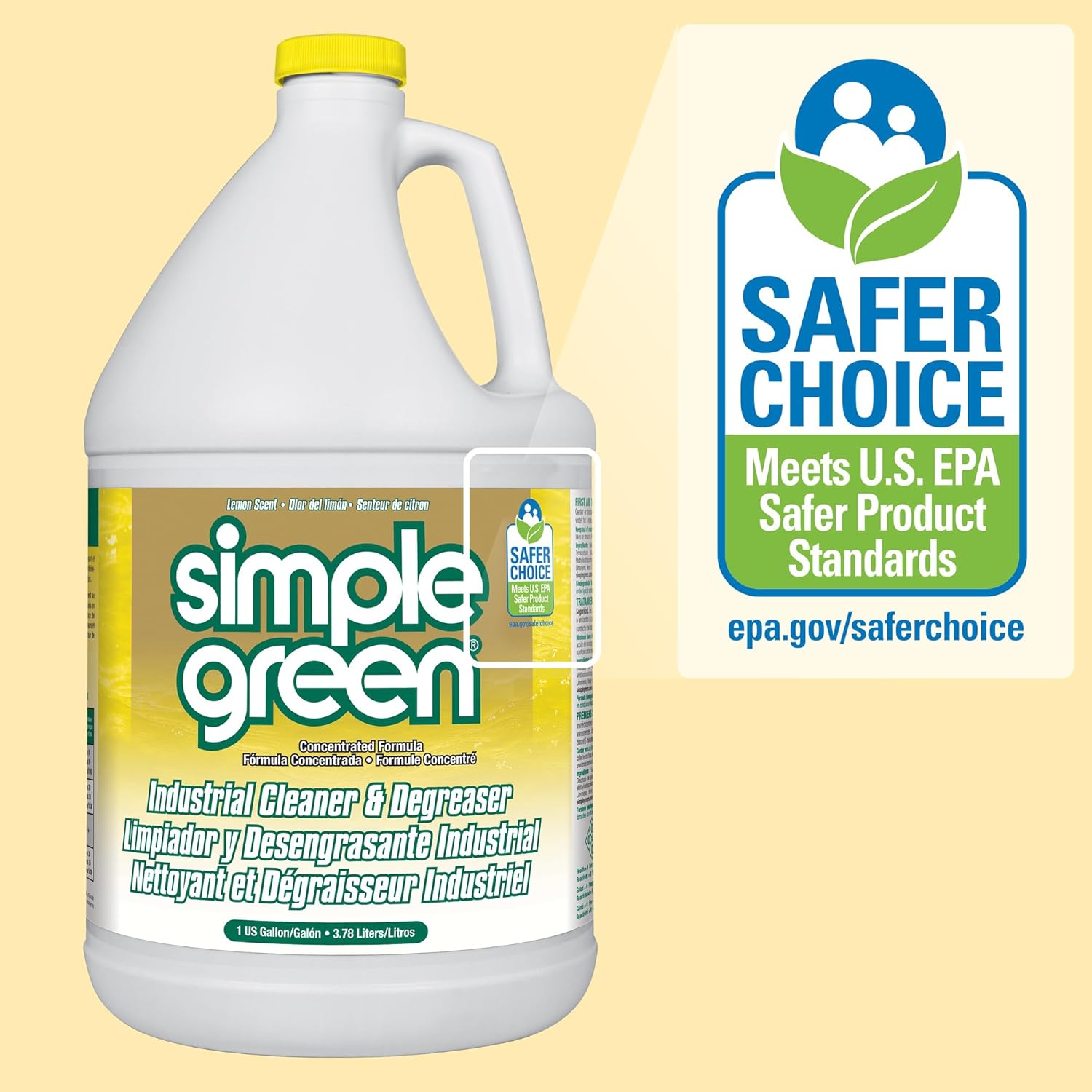 Simple Green Industrial Cleaner and Degreaser 1 Gal. Lemon Scent – Streamlined Laundry Room and Mudroom Surface Cleaner for Simple Homes