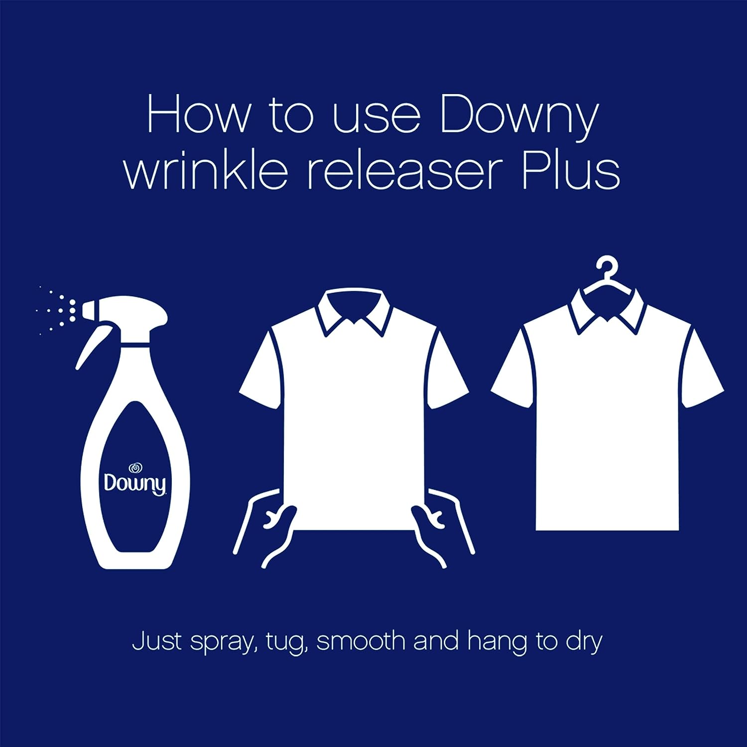 simple spray-tug-smooth application that requires no heat or ironing equipment
