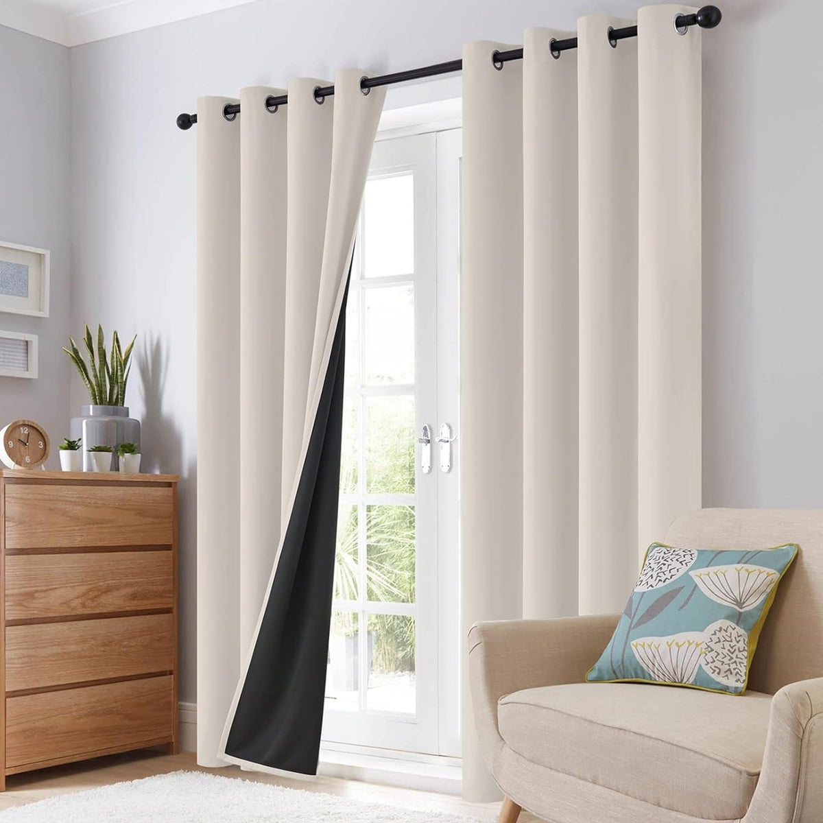 SimpleHome Solid Blackout Drapes – Intentional Living Room Window Treatment in Neutral Tones and Simple Grommet Hardware