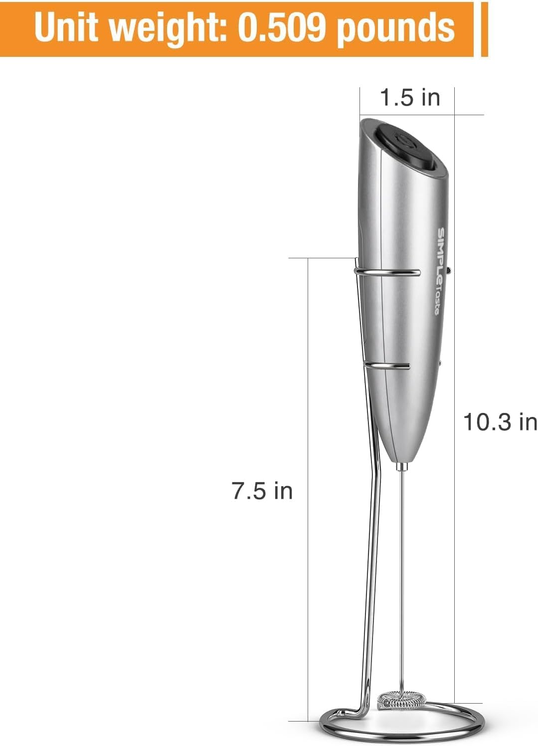 SIMPLETASTE Milk Frother Handheld Electric Foam Maker – Pre-Workout Shake Helper for Busy Professionals, One-Touch Operation