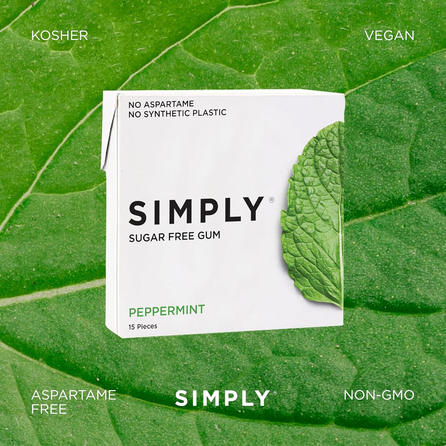 SIMPLY Gum Peppermint Xylitol Chewing Gum – Travel-Sized Carry-On Breath Freshener for Flights, Liquids-Free 15-Piece Pouches