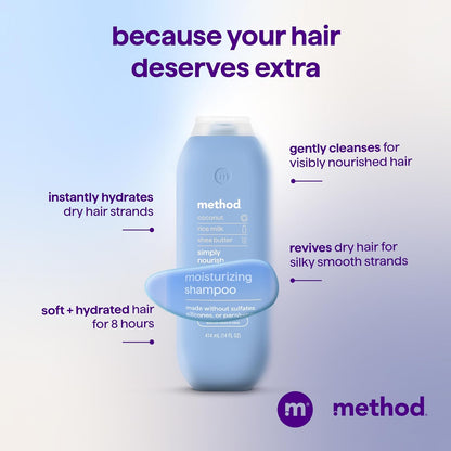 simply nourish scent profile with notes of coconut, rice milk, and shea butter