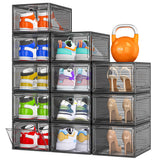 Sturdy Clear Shoe Organizer with Magnetic Door – Holiday Gift for the Person Who Has Everything, Clear Stackable Shoe Boxes