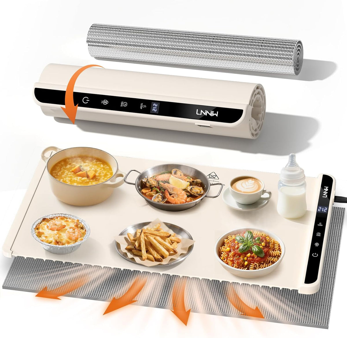 six adjustable temperature levels from 122°f to 212°f