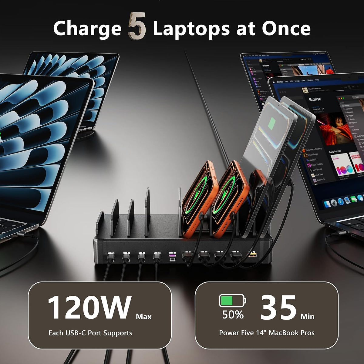 six built-in safety protections: over-current, over-voltage, overload, overheat, overcharge, and short-circuit