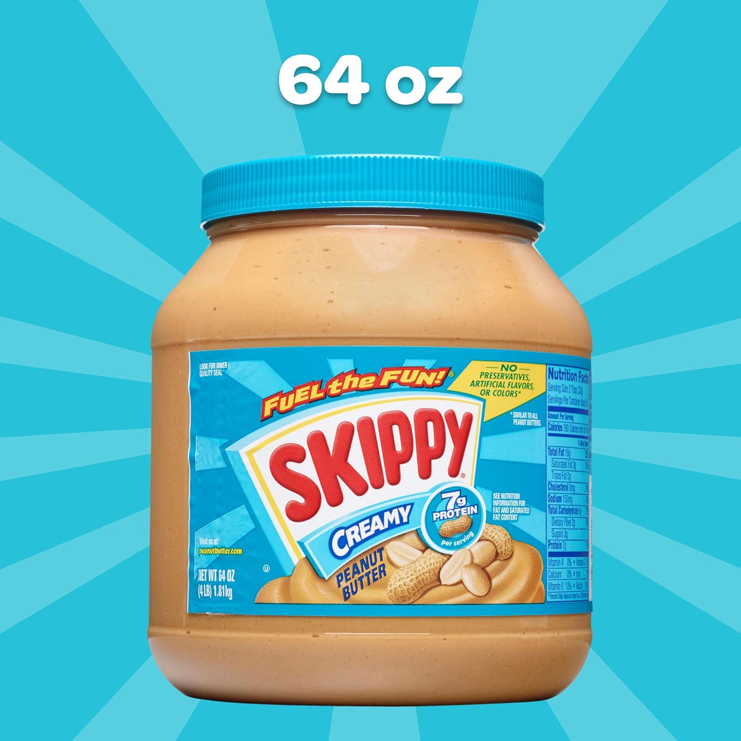 Skippy Creamy Peanut Butter Bulk Jar – Lunchbox Staple for School-Age Kids and Busy Families