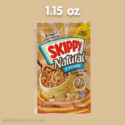 SKIPPY Natural Creamy Peanut Butter Squeeze Packs – Kid-Friendly Lunchbox Protein Snack for School and After-School, 1.15 Oz Pouches (8 Count)