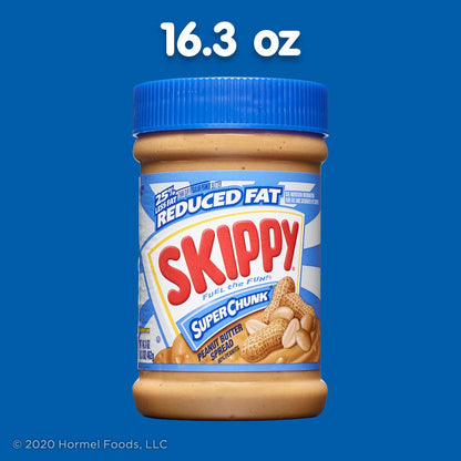 SKIPPY Reduced Fat Super Chunk Peanut Butter – 25% Less Fat Pantry Staple for Health-Conscious Meal Prep