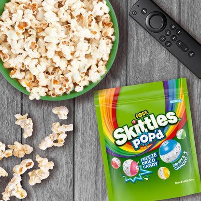 Skittles Pop'd Sour Freeze Dried Candy – Road Trip Snack for Car Cup Holders, 5.5 oz Bag