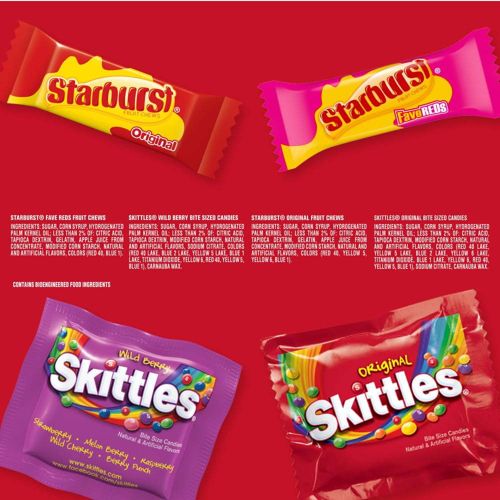 Skittles Starburst Assorted Fruity Candy – Housewarming and Hostess Gift Snack Bowl Refill, 32.28 oz Variety Bag