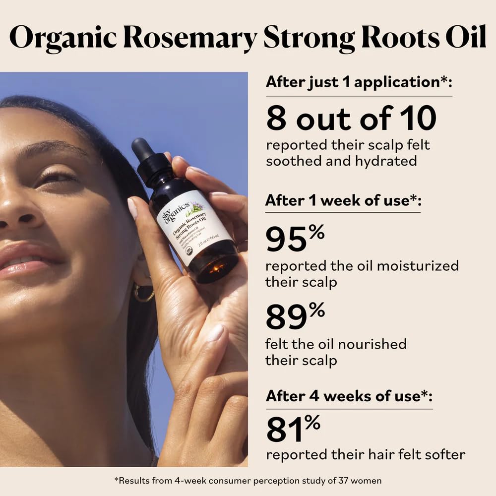 Sky Organics Organic Rosemary Hair Serum, Minimalist Clean Beauty Staple with Macadamia & Jojoba Oils, 2 fl oz