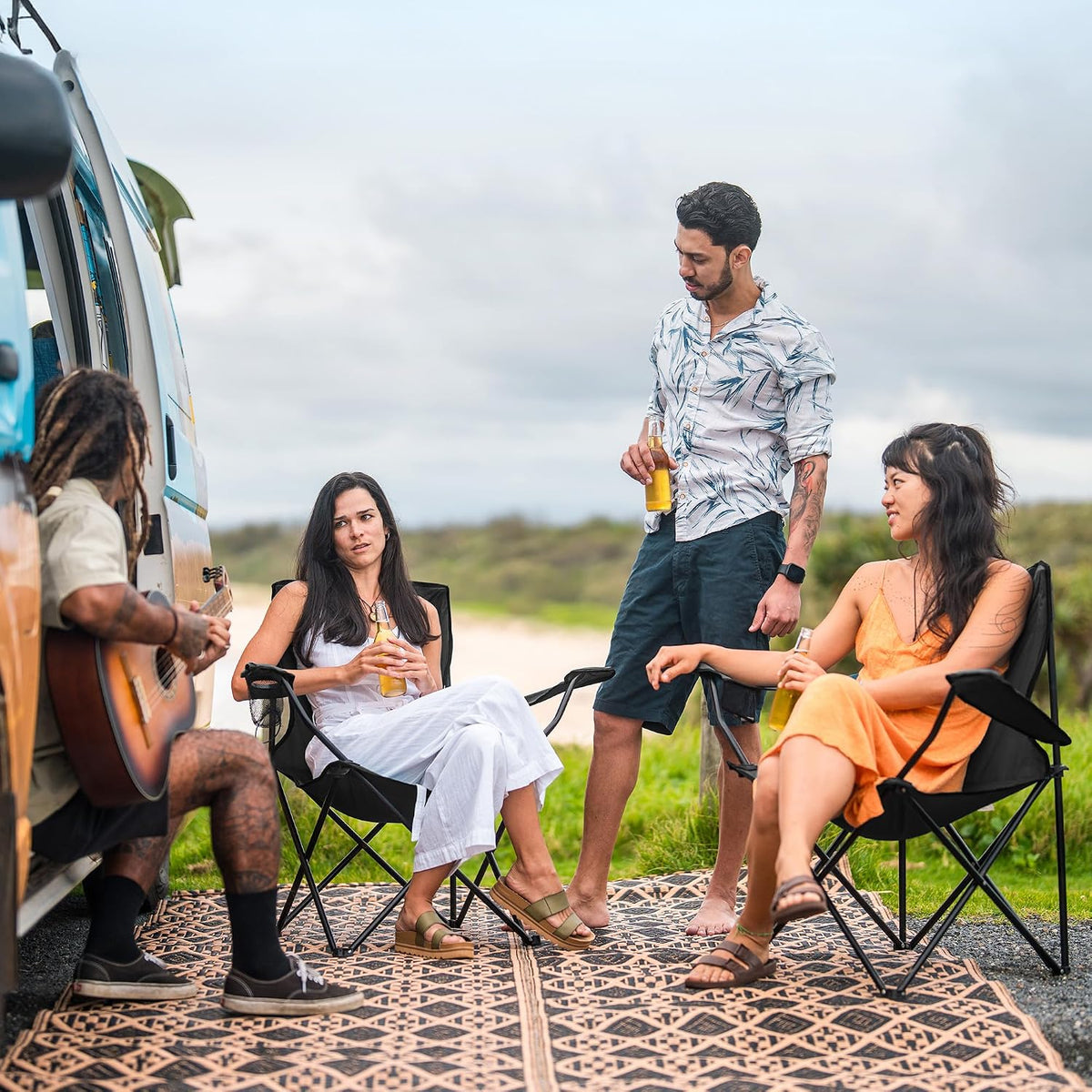 Skyline Gear Folding Lawn Chair Set with Cup Holder Useful Gift for Dad Mom and Frequent Road Trippers