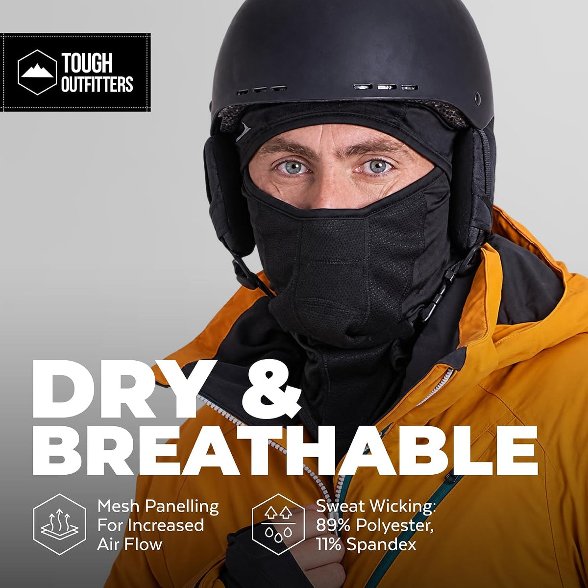 slim profile compatible with helmets and goggles for skiing and motorcycling