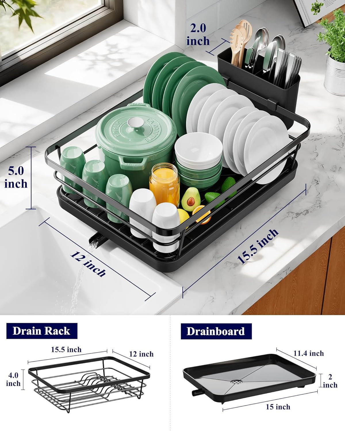 slip-resistant base keeping the rack stable on wet countertops