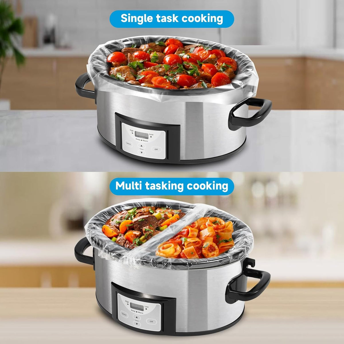 Slow Cooker Liners 3-8 Quart, 30 Count – No-Mess Liners for Picky Eater Family Dinners