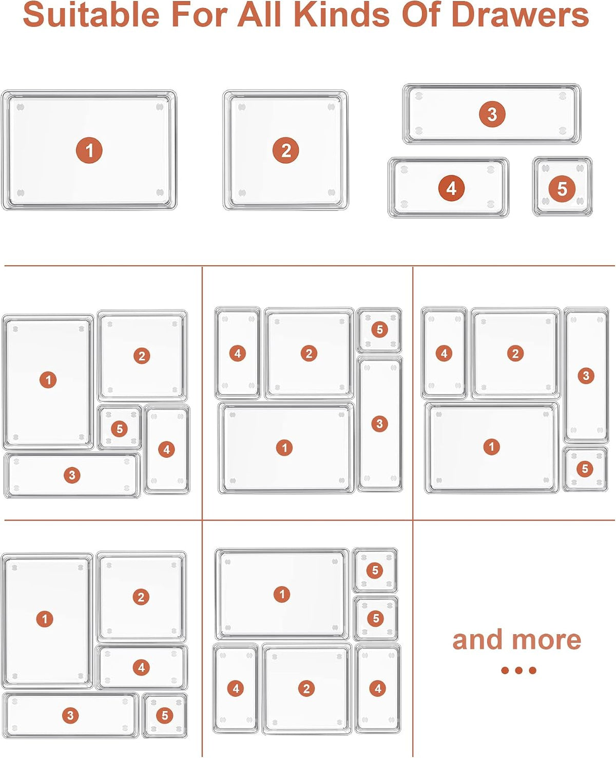 SMARTAKE Stackable Drawer Organizers 5 Sizes for Walk-In Closet Styling and Home Decor Refresh