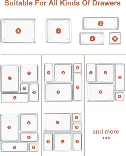 SMARTAKE Stackable Drawer Organizers 5 Sizes for Walk-In Closet Styling and Home Decor Refresh