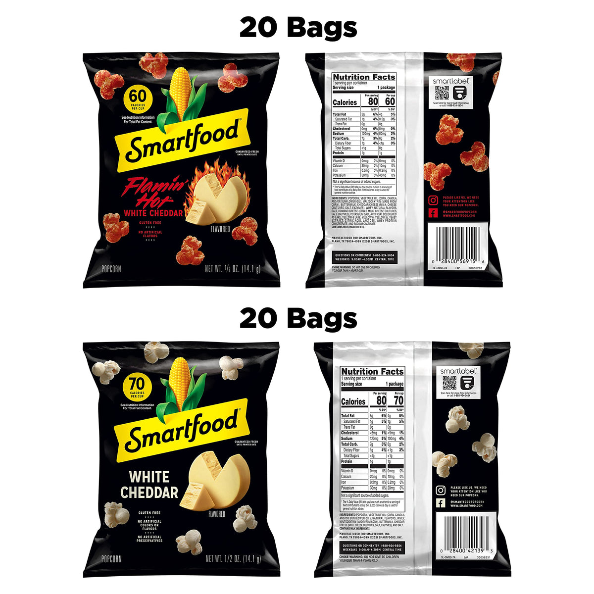 Smartfood Popcorn Single-Serve Bags – Picnic Basket Snack with Three Flavors for the Whole Crew, 40 Count