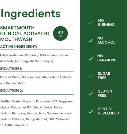 SmartMouth Clinical 2-Bottle Mouthwash – Calming Bedtime Self-Care Rinse, Alcohol-Free Fresh Breath Support