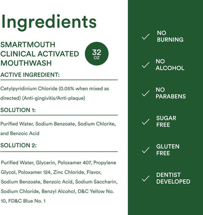 SmartMouth Clinical 2-Bottle Mouthwash – Calming Bedtime Self-Care Rinse, Alcohol-Free Fresh Breath Support