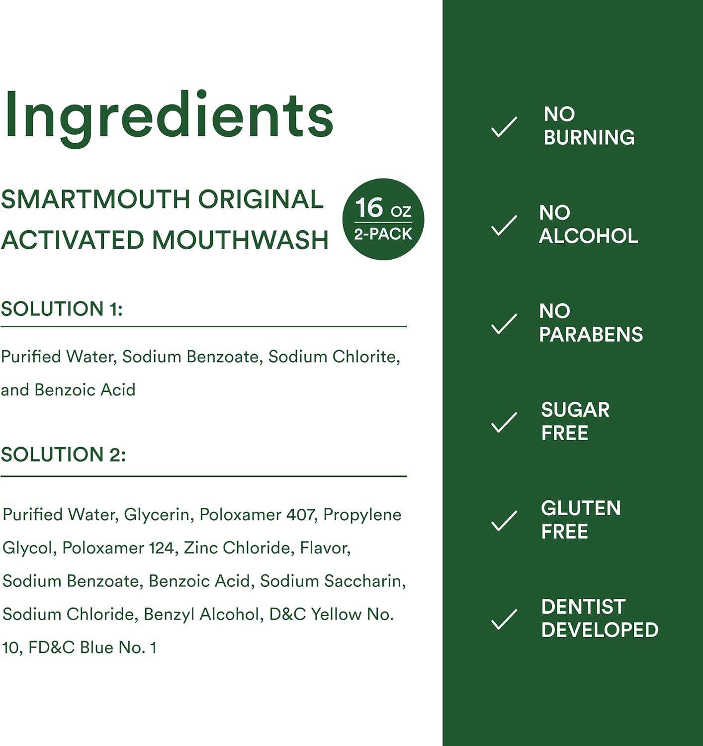 SmartMouth Original Zinc Activated Mouthwash - Thoughtful Stocking Stuffer and Holiday Gift for Health-Conscious Friends, 16 fl oz (2 Pack)
