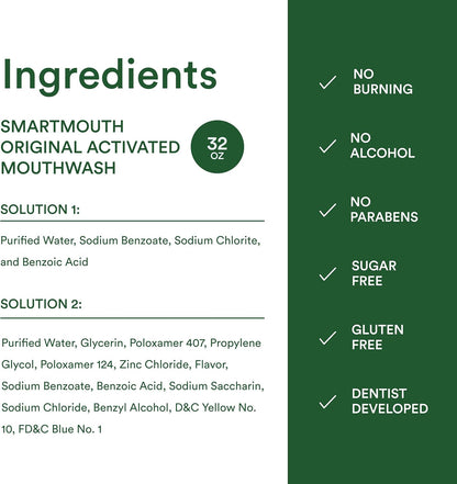SmartMouth SmartMouth Original Mouthwash - Office Bathroom Essential for Sales Reps and Presenters, Twin 16 oz Bottles