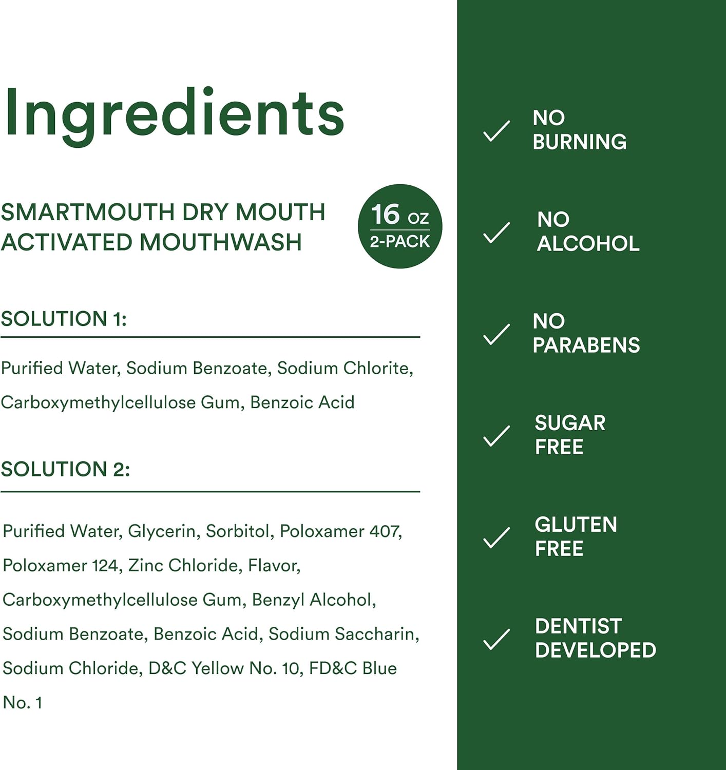 SmartMouth Zinc Activated Mouthwash - Calming Self-Care Rinse for Master Bathroom Nightly Ritual, Dry Mouth & 24-Hour Fresh Breath 2 Pack
