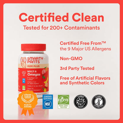 SmartyPants Kids Multivitamin Gummies – Daily Chewable Omega 3 and Vitamin Stack for Children Ages 4 Plus, Three Fruit Flavors, 60 Count