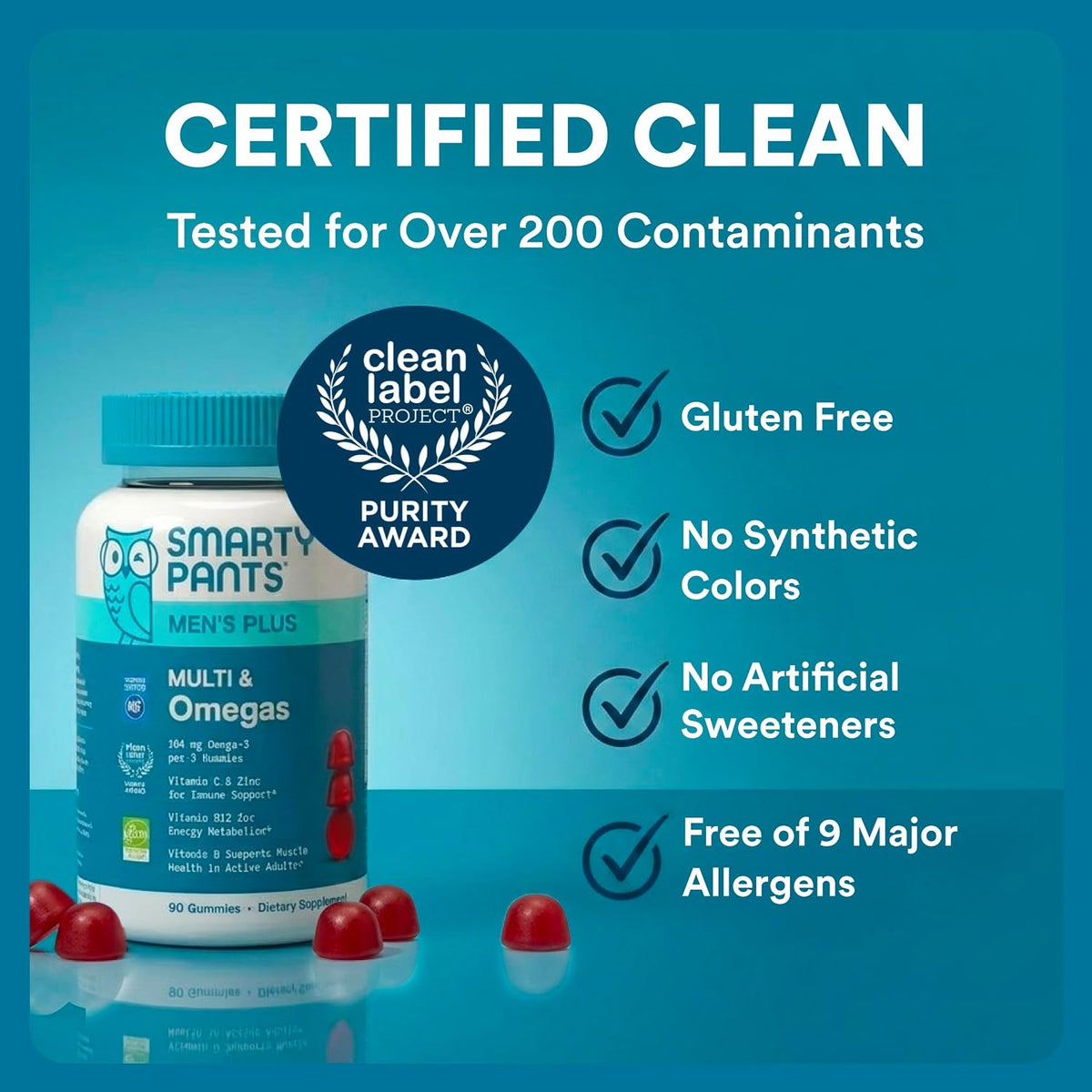SmartyPants Men's Multivitamin Gummies – Daily Wellness Ritual for the Morning Routine, Raspberry Lemonade 90 ct