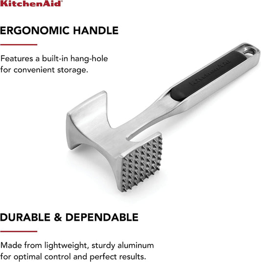 smooth flat side for pounding and flattening cutlets to an even thickness