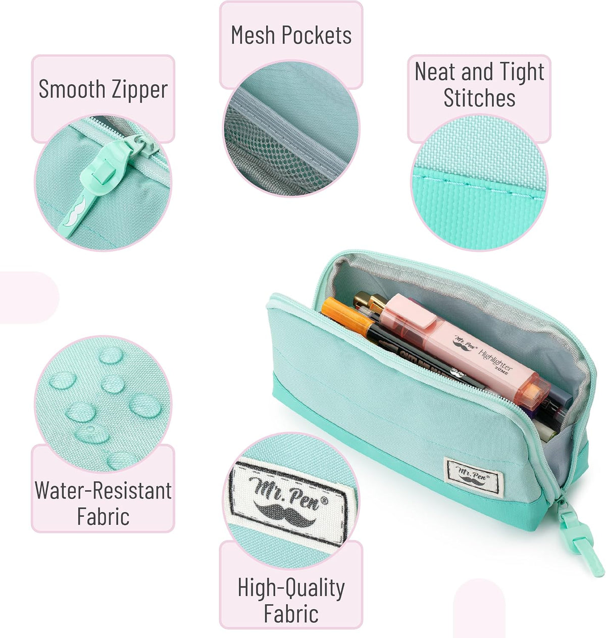 smooth zipper closure to keep contents secure