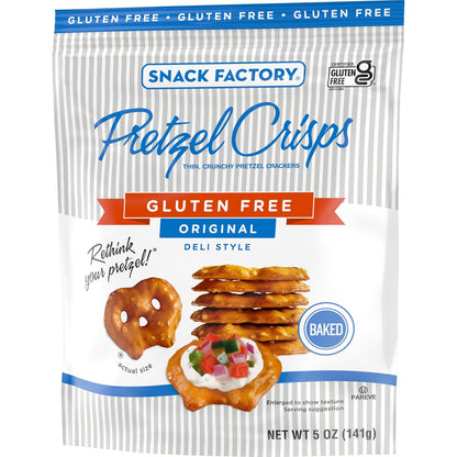 Snack Factory Pretzel Crisps Gluten Free – Care Package Gift for Gluten-Intolerant Friends, Original 3-Pack