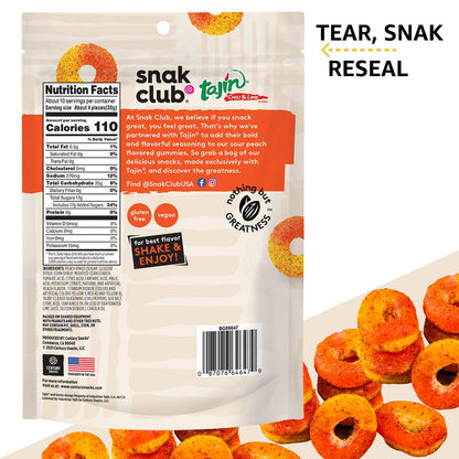 Snak Club Tajin Apple Rings Gummy Candy – After-School Snack for Kids, Mild Chili-Lime Gummies in Resealable Pouch, 11 oz