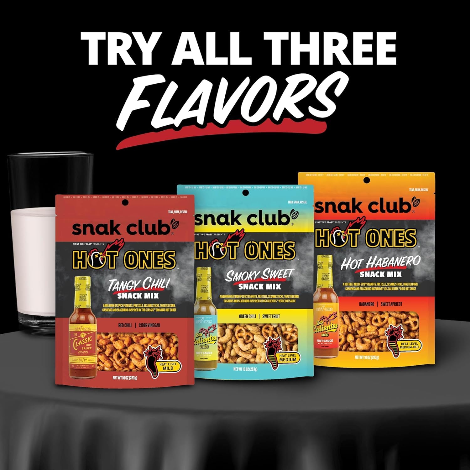Snak Club x Hot Ones Hot Habanero Snack Mix – Clean-Label Vegan Snack with No Artificial Colors or Flavors for Mindful Pantry Stocking, 10 oz Bag