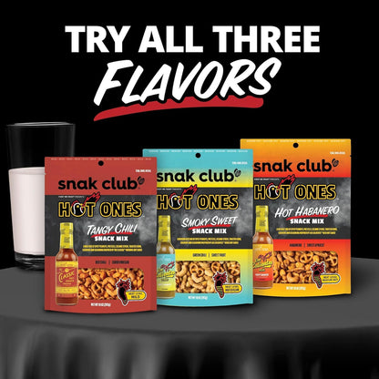 Snak Club x Hot Ones Hot Habanero Snack Mix – Clean-Label Vegan Snack with No Artificial Colors or Flavors for Mindful Pantry Stocking, 10 oz Bag