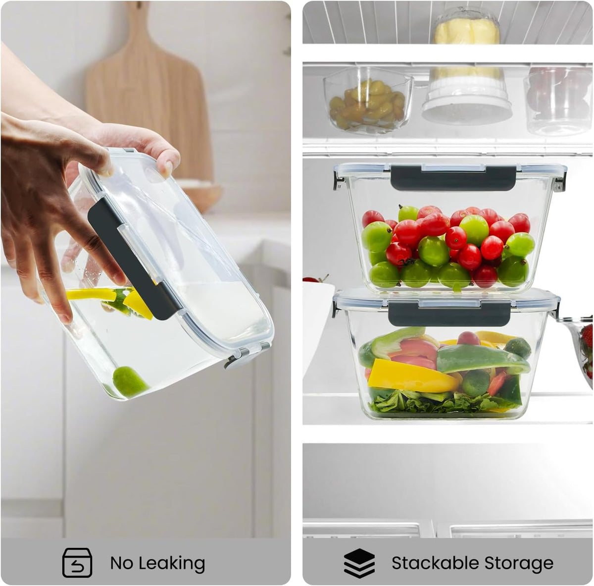 snap-closure lid with silicone seal for airtight and leakproof storage