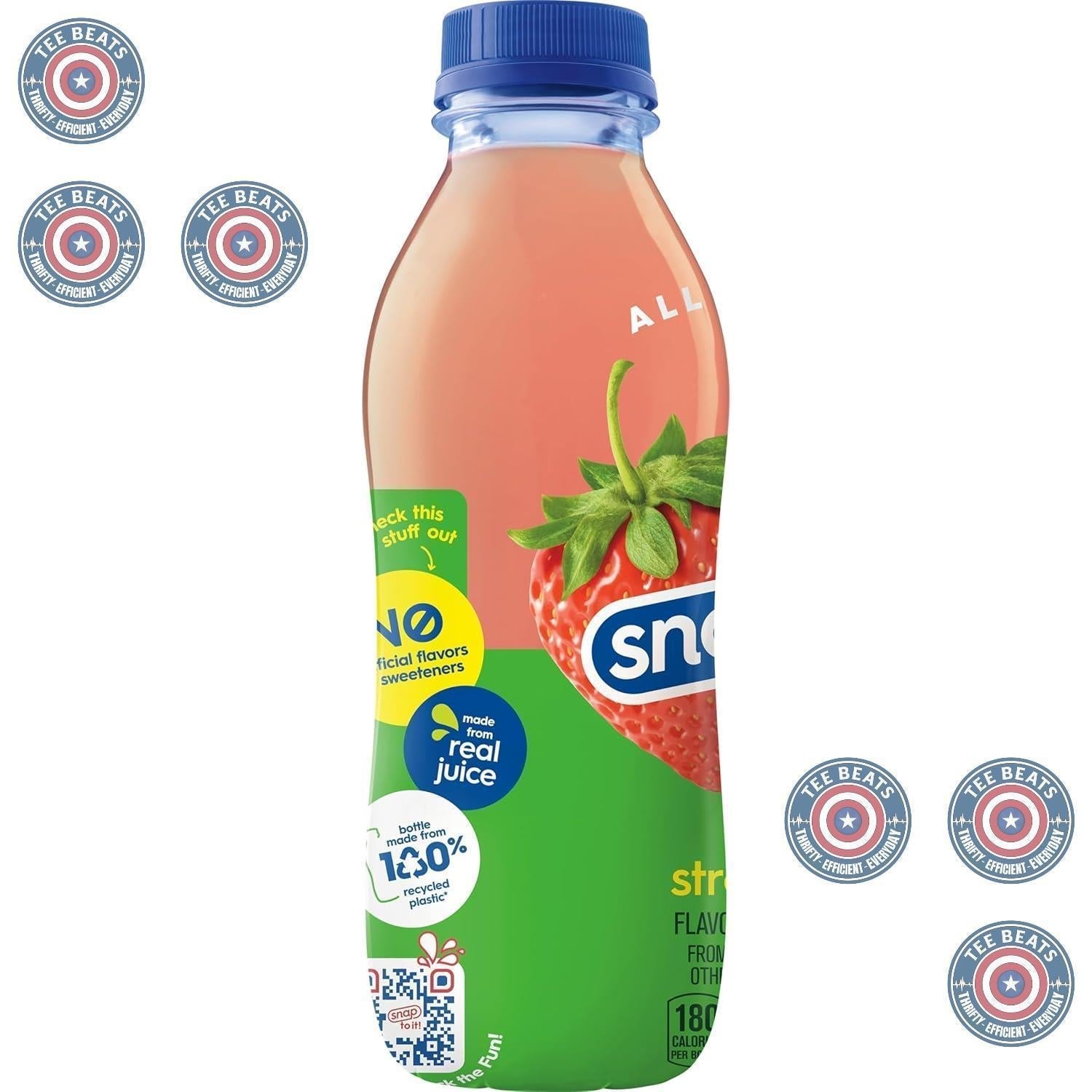 Snapple Kiwi Strawberry Juice Drink 16oz Bottles Pack of 12 - All Natural School Lunchbox Drink for Kids Lunches and After-School Snacks