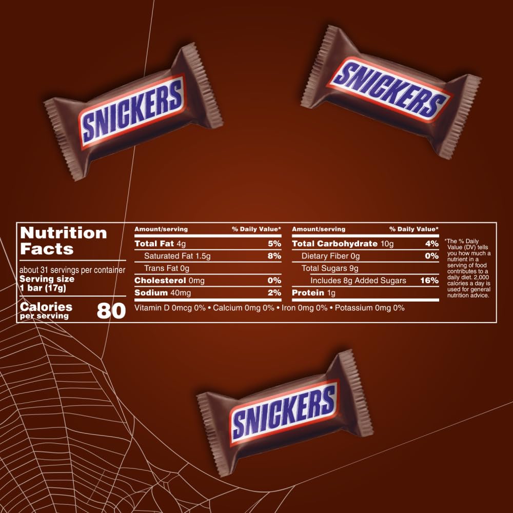 SNICKERS Original Fun Size Bars, Child-Safe Portion-Controlled Candy for Fall Carnivals and Family Movie Nights, 10.59oz Bulk Bag