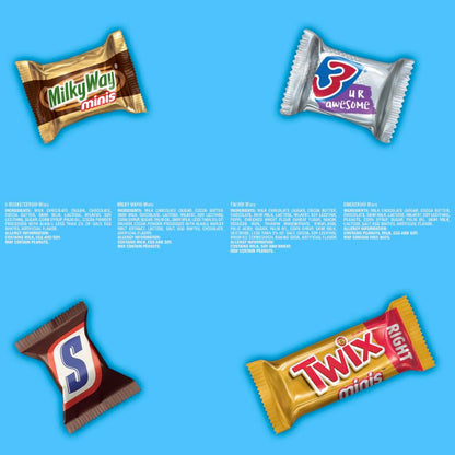 SNICKERS, TWIX, MILKY WAY & 3 MUSKETEERS Minis Milk Chocolate Bars Variety Pack – Ready-to-Give Party Favor for Graduation and Baby Showers